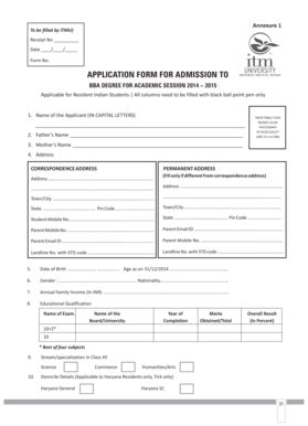 BBA Application form .